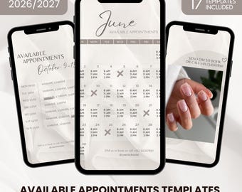 2026 Beige Silk Instagram Story Calendar, Available Appointments Template, Nail Tech Availability Calendar, Lash Tech Booking Calendar