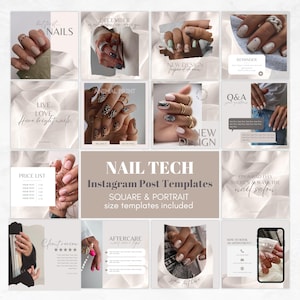 Mallar för Instagram-inlägg för Nail Tech: Beige innehåll för sociala medier (Canva)