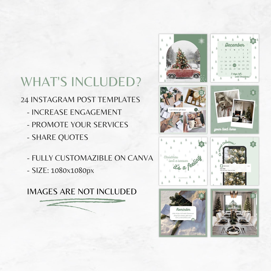 Christmas Instagram Post Template Advent Calendar Instagram Etsy