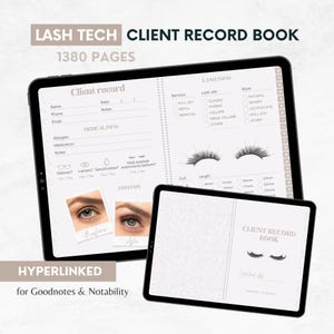Registre client Digital Lash Tech : agenda avec liens hypertexte (Goodnotes)