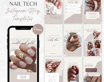 Elegant Nail Tech Instagram Story Templates: Canva Editable (Digital Download)