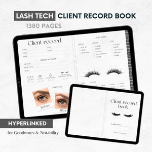 Lash Tech Client Record Book: digitale planner voor Goodnotes & Notability (pdf)