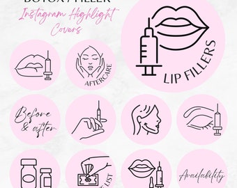 Botox und Filler Instagram Highlight Icons, Pink Nurse Inector Highlight Vorlage, Medspa Instagram Highlight Covers, Botox Highlights IG