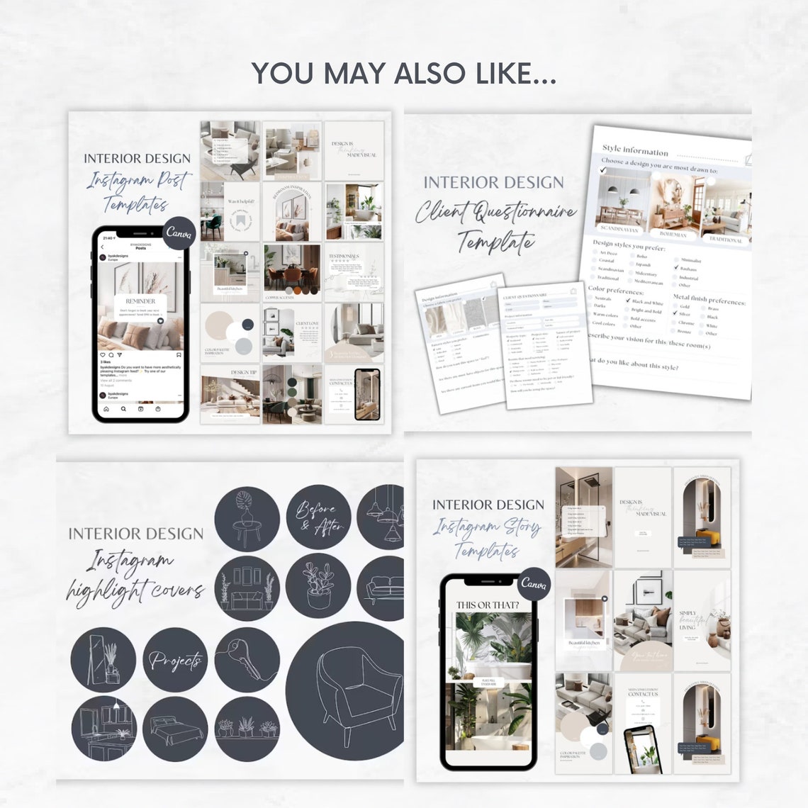 Interior Design Instagram Highlight Covers: Minimalist Icons (PNG, PDF ...