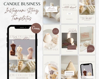 Sjablonen voor Instagram-verhaal Candle Business: social media-brandingkit (digitale download)
