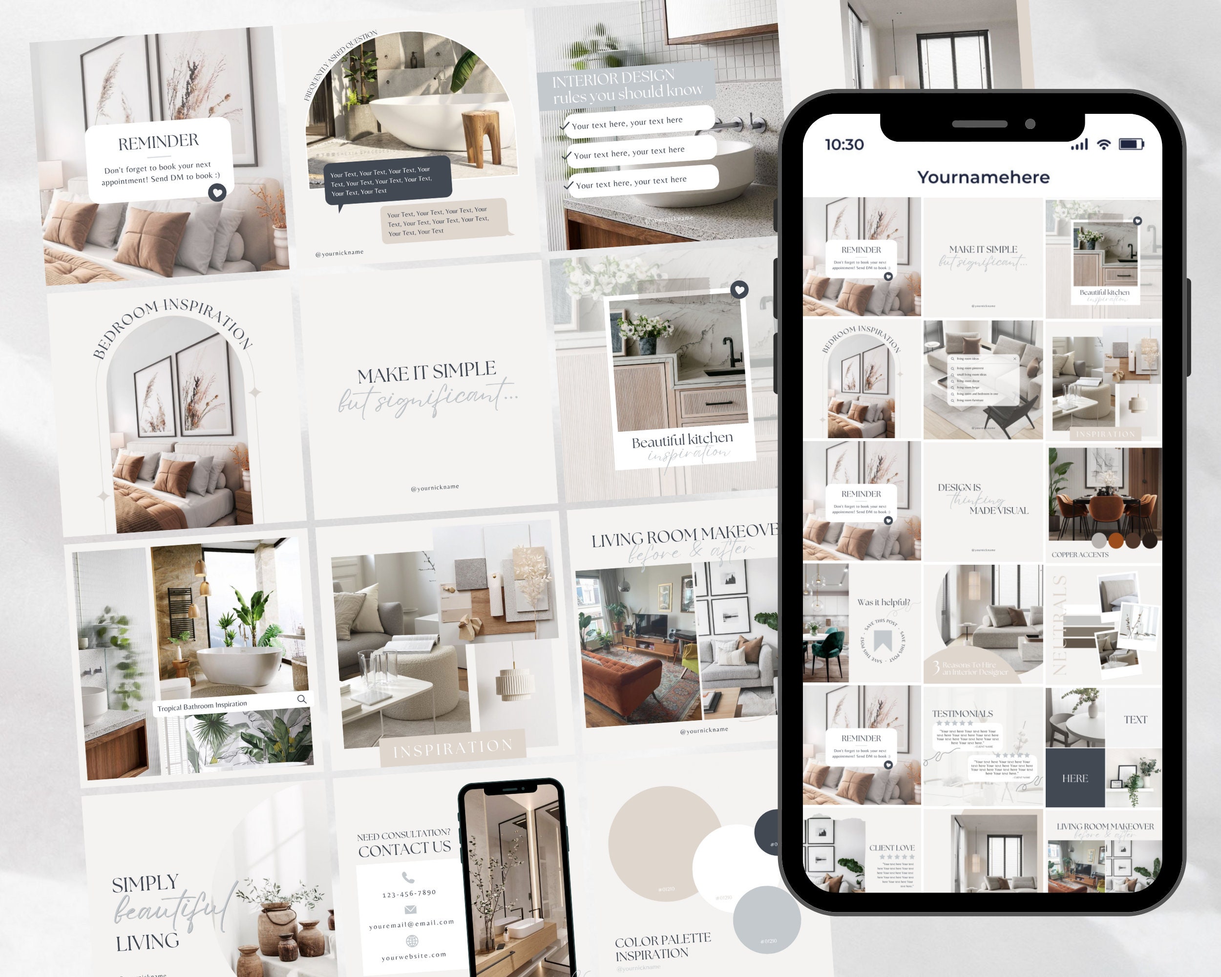 Interior Design Instagram Template Instagram Bundle for Etsy