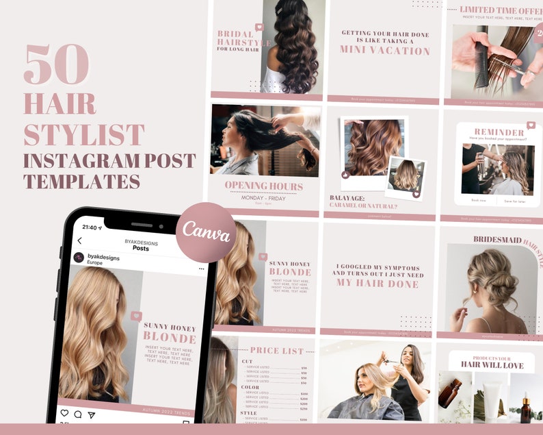 Hair Stylist Instagram Template Hair Instagram Templates Etsy