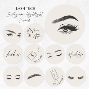 Icone di evidenziazione di Instagram per Lash Tech, Copertina di evidenziazione di Instagram per ciglia, Modello di ciglia beige per Instagram, Icona di evidenziazione di Instagram per attività di ciglia