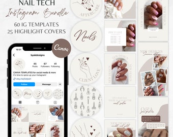 Puede incluir: Una colección de plantillas de Instagram para técnicos de uñas. Las plantillas presentan varios diseños, que incluyen una lista de precios, amor de clientes, nuevos diseños y una sección de preguntas y respuestas. Las plantillas son de estilo minimalista con una paleta de colores neutros.