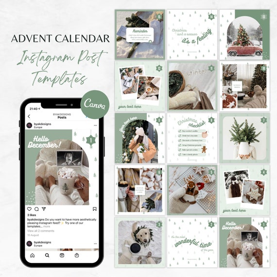 Christmas Instagram Post Template, Advent Calendar Instagram Green, Holiday  Instagram Templates, Instagram Advent Calendar, Christmas Feed - Etsy