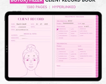 Botox und Filler Verlaufsbuch, Nurse Injektor KlientInnenbuch, Dermal Filler KlientInnenbuch, Botox Behandlungstagebuch, Pink Nurse Planner
