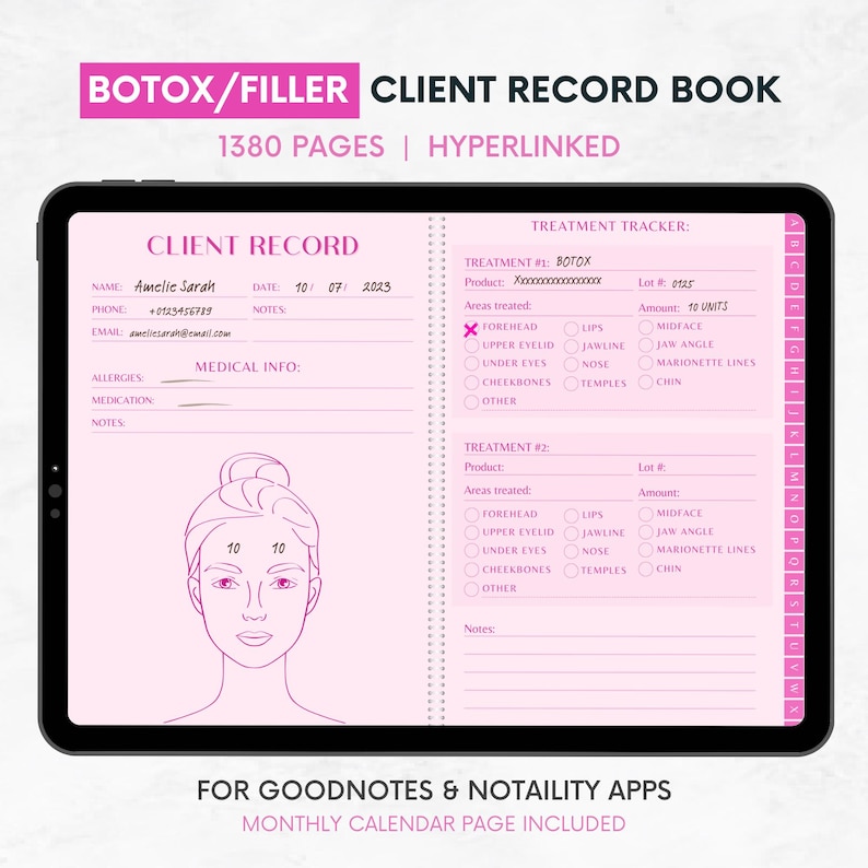 Pink Botox and Filler Record Book, Nurse Injector Client Record Book ...