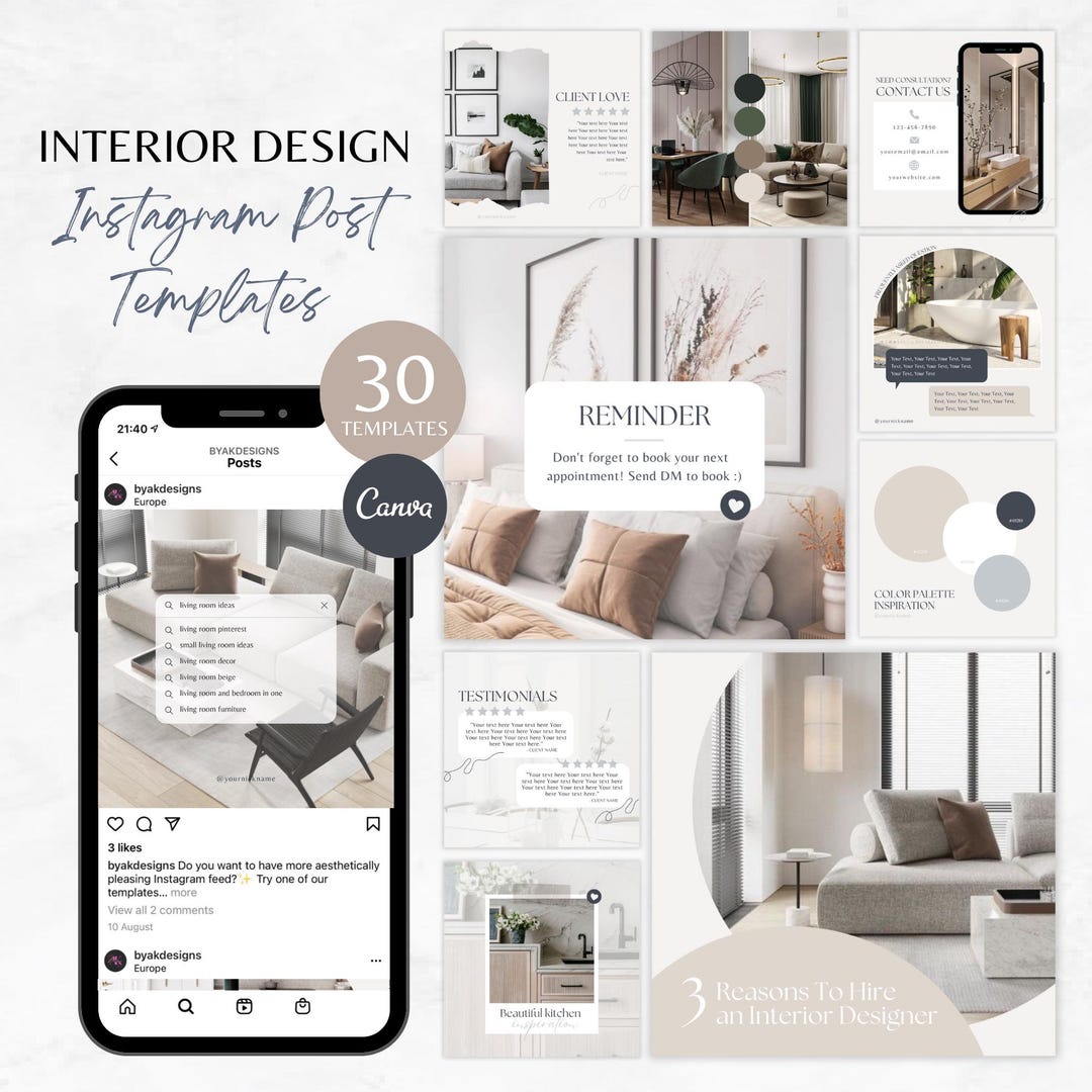 Minimalist Instagram Interior Design Post Templates, Interior Designer ...