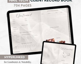 Nail Tech Client Record Book: Beige Digital Planner (Goodnotes, Notability)