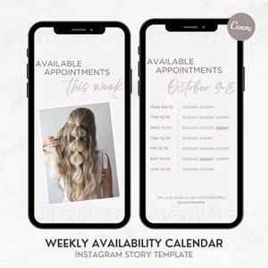 Weekly Availability Calendar, Beige Available Appointments, I Nail Tech Appointments Calendar, Instagram Calendar Template, Booking Calendar