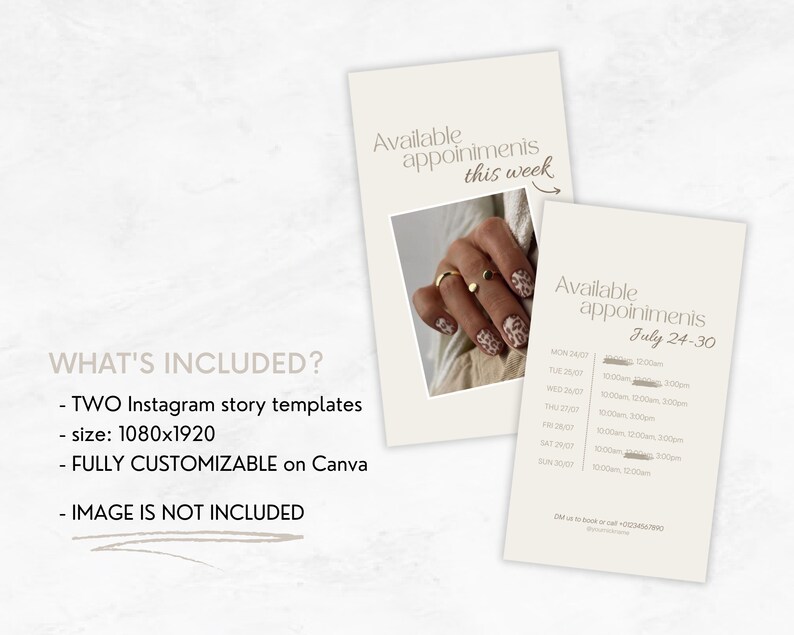 Weekly Availability Beige Template Instagram Story Availability
