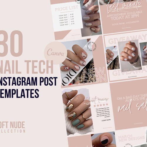 Nail Tech Instagram Post Template Nail Artist Instagram Etsy