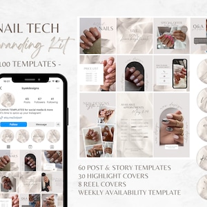 Nail Tech Branding Kit, Beige Silk Instagram Nail Tech Bundle, Nail Tech, Nail Instagram Template, Nail Art Instagram, Nails Social Media IG