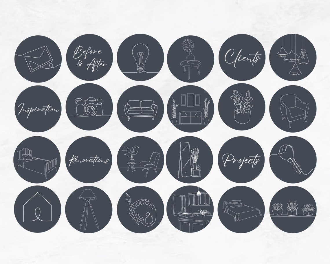 Interior Design Instagram Highlight Covers: Minimalist Social Media ...