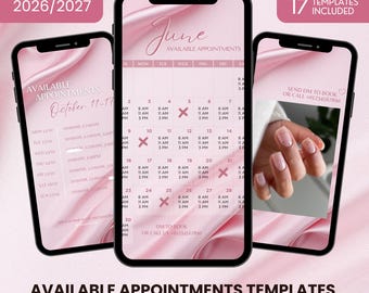 Pink Silk Instagram Story Calendar, Lash  Appointment Booking Template, Availability Calendar Nail Tech (Digital Download)
