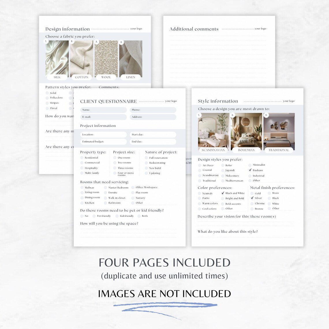 Interior Design Client Questionnaire Template: Minimalist Design Form ...