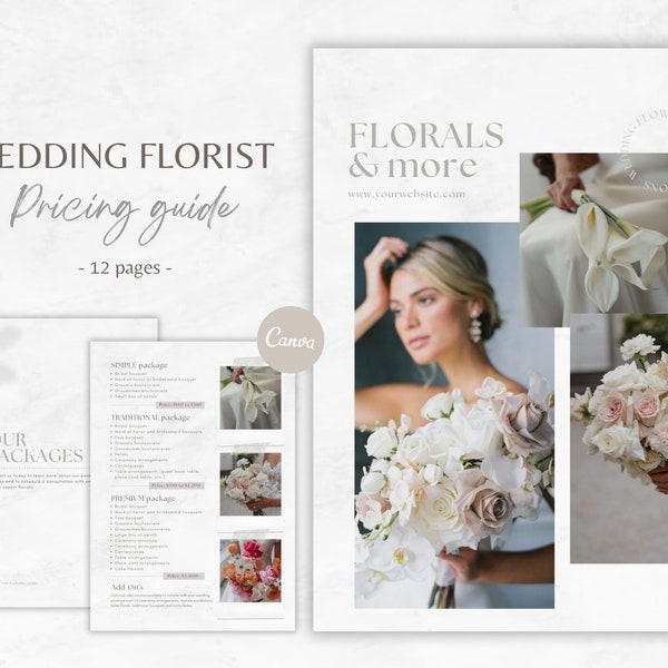 Wedding Florist Pricing Guide Template, Florists Pricing Wedding Bouquets, Bridal Flowers Price List for Florists, Flower Shop Pricing Guide