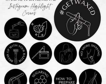 Waxing Instagram Highlight Covers: Hair Removal Icons (PNG, PDF)