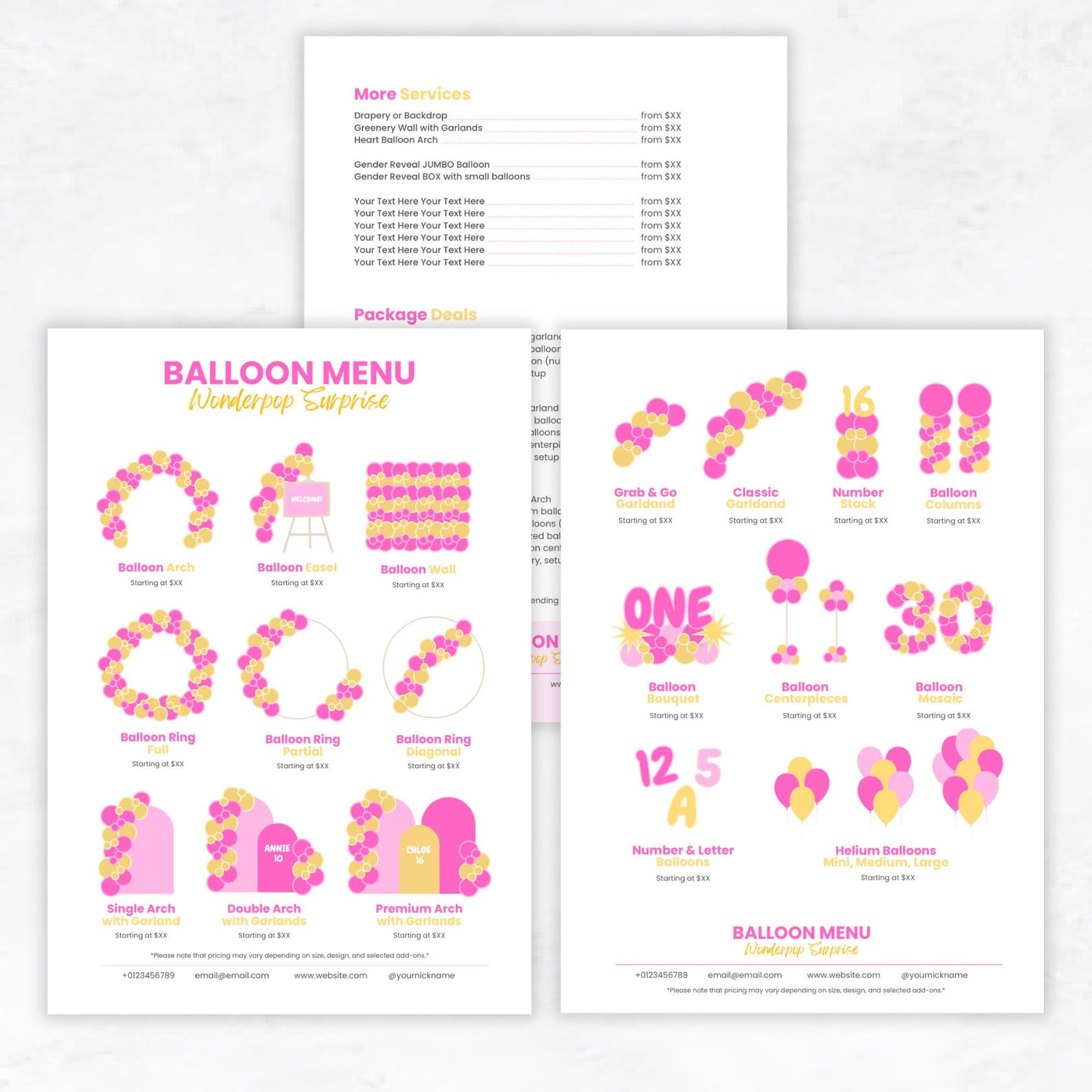 Custom Balloon Menu Custom Balloon Menu Template | Personalized Balloon Price List ...