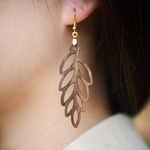 Handcrafted Tree Leaf Earrings, Rustic Wood Jewelry for Nature Lovers