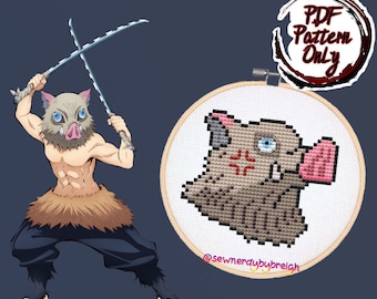 Petite Pig Headed- PDF Cross Stitch Pattern, Anime Cross Stitch, Japanese Cross Stitch, Kawaii Cross Stitch, DMC, PDF