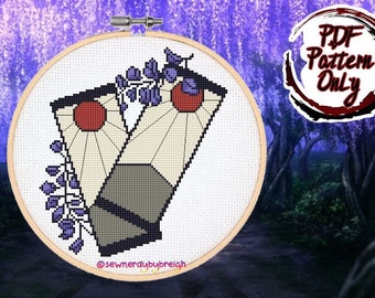 Malinconico Hanafuda PDF Schema punto croce, Punto croce anime, Punto croce giapponese, Punto croce glicine, Punto croce Kawaii, DMC, PDF
