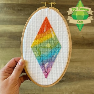Pride Plumbob - PDF Cross Stitch Pattern, Pride Cross Stitch Pattern, The Sims Cross Stitch Pattern, LGBTQ Cross Stitch Pattern,  DMC