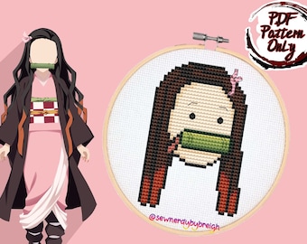 Awkwardddd - PDF Cross Stitch Pattern, Anime Cross Stitch Pattern, Kawaii Cross Stitch Pattern, Japanese Cross Stitch Pattern, DMC, PDF