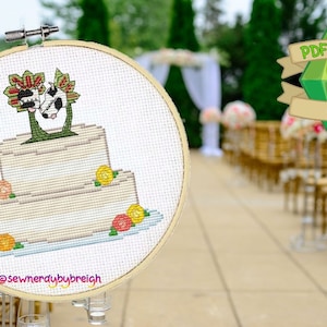 Please Be Seated Cowplant Wedding Cake Topper -PDF Cross Stitch Pattern, Cowplant Cross Stitch Pattern, Wedding Cross Stitch Pattern, DMC