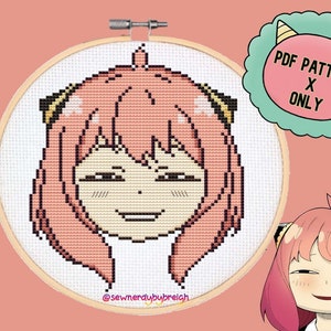 Smug - PDF Cross Stitch Pattern, Anime Cross Stitch, Japanese Cross Stitch, Kawaii Cross Stitch, Funny Cross Stitch, DMC, PDF