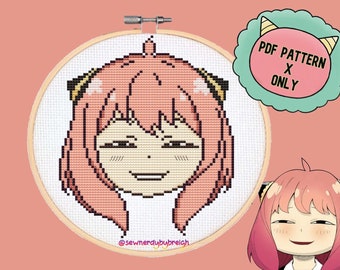 Smug - PDF Cross Stitch Pattern, Anime Cross Stitch, Japanese Cross Stitch, Kawaii Cross Stitch, Funny Cross Stitch, DMC, PDF