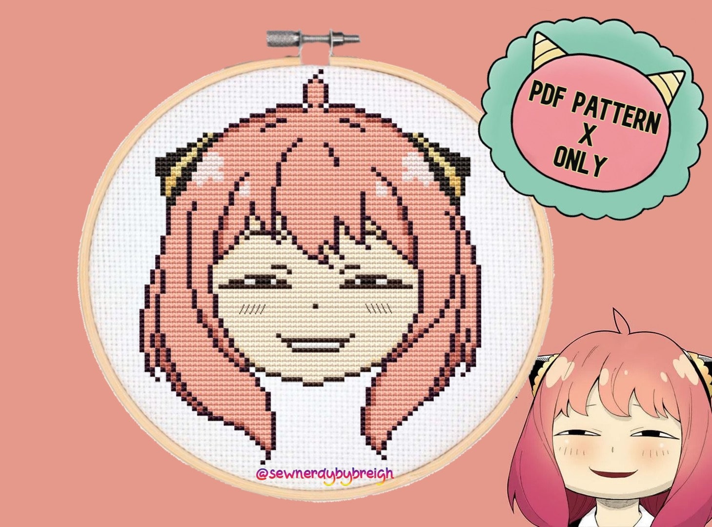 Smug PDF Cross Stitch Pattern Anime Cross Stitch Japanese 