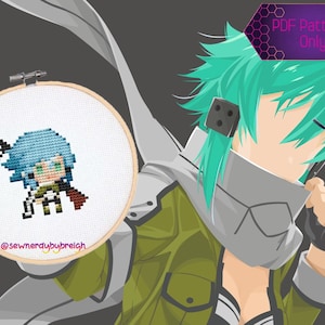 I&#39;ve Got You In My Crosshairs!- Cross Stitch PDF Pattern, Sniper Cross Stitch, Anime Cross Stitch, Sinon Cross Stitch, Kawaii Cross Stitch