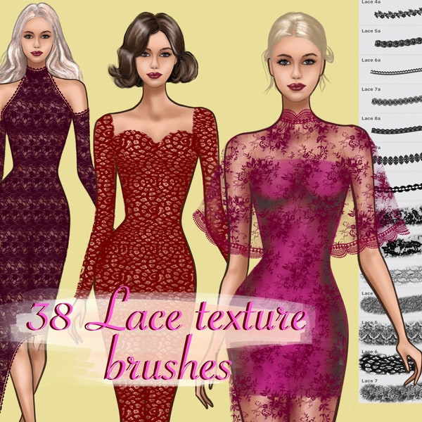 38 Lace Texture seamless Procreate Brushes, Brush Set for Painting and Digital Design on iPad, Brushes Procreate