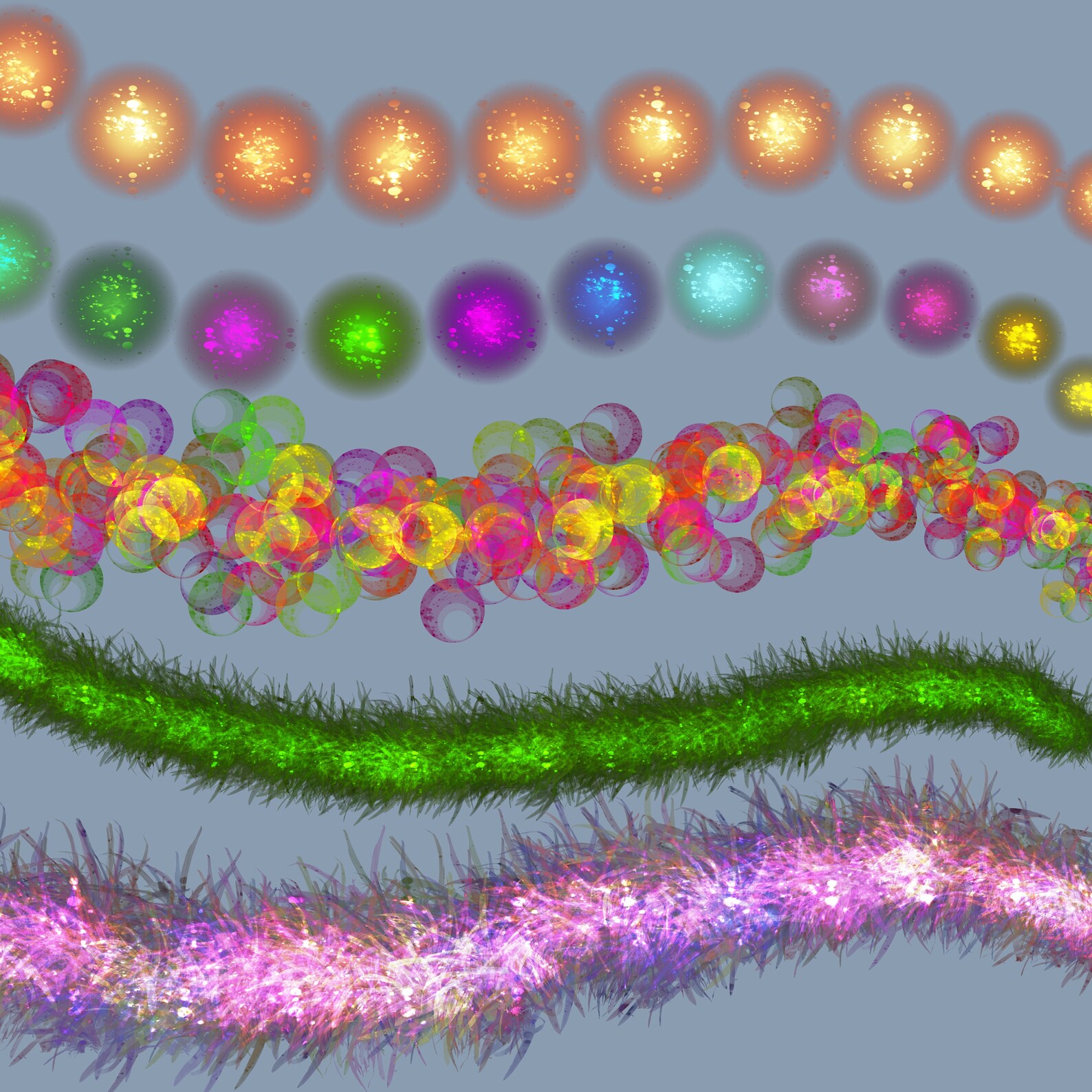 Christmas Neon Lights Garlands Procreate Brushes New Years Festive ...