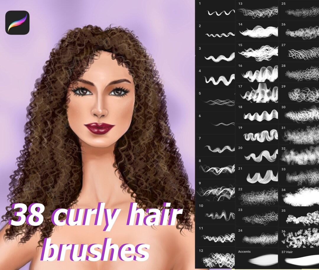 Procreate Curly Hair Brushes Procreate Wavy Hair (Instant Download) Etsy