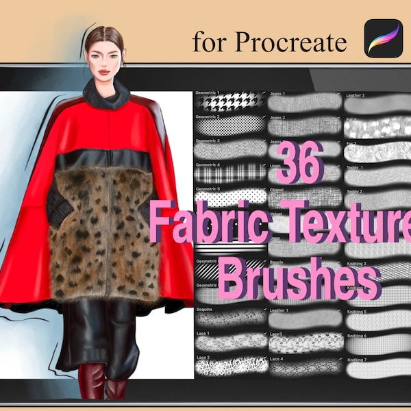 Procreate Fabric Brushes, Procreate texture brushes, Brush Set for fashion Procreate clothes