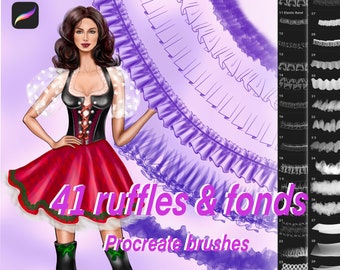 Procreate ruffles and folds brushes, clothes Brushes, clothing Fashion design, illustration