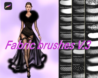 30 Procreate Stoffbürsten, Kleidungsdesign-Pinsel für die Modeillustration