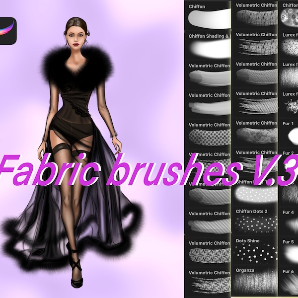 30 Procreate clothes Fabric Brushes, clothing design brushes for Fashion illustration