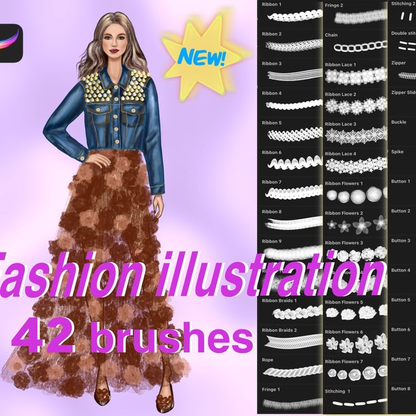 42 Fashion illustration Procreate Brushes, stamps and brushes for clothes design