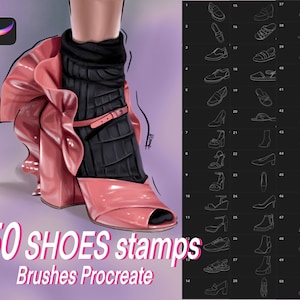 Pennelli Procreate Scarpe, Timbro Procreate, Pennelli moda, Set pennelli per scarpe Procreate, Pennelli per stivali, Timbri Procreate