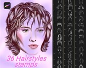 Procreate Hair Brush, Hairstyles Stamp brushes, Procreate Hair stamps, Portrait hair drawings