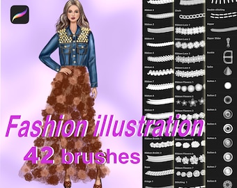 42 Fashion illustration Procreate Brushes, stamps and brushes for clothes design
