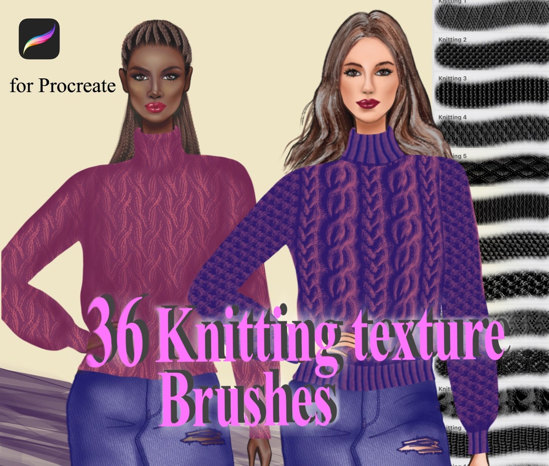 Procreate Knitwear Texture Brushes, Knitted Fabric Texture Brush